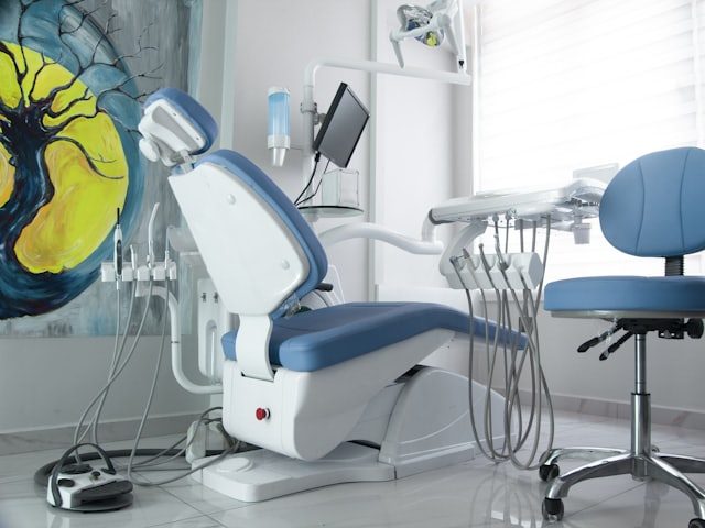 The dental chair in the treatment room